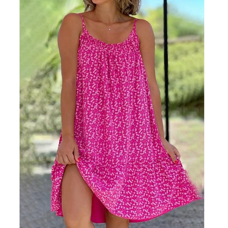 Женская модная одежда, повседневное летнее платье без рукавов с глубоким v-образным вырезом для женщин, пляжные платья с цветочным принтом, женские свободные мини-юбки для вечеринок, большие размеры