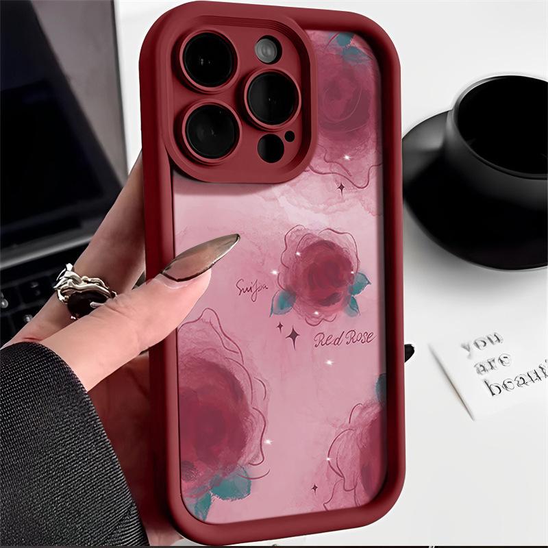 Креативный силиконовый чехол для телефона Vintage Rose Art Flower для iPhone 15 14 13 11 12 Pro Max X XS Max 7 8 Plus XR SE SE2022, женский противоударный мягкий чехол