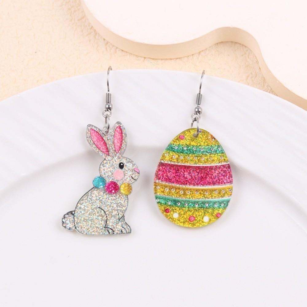 Cartoon Easter Egg Earrings Acrylic Easter Egg Dangle Earrings Bunny Pendant Earrings  Gifts