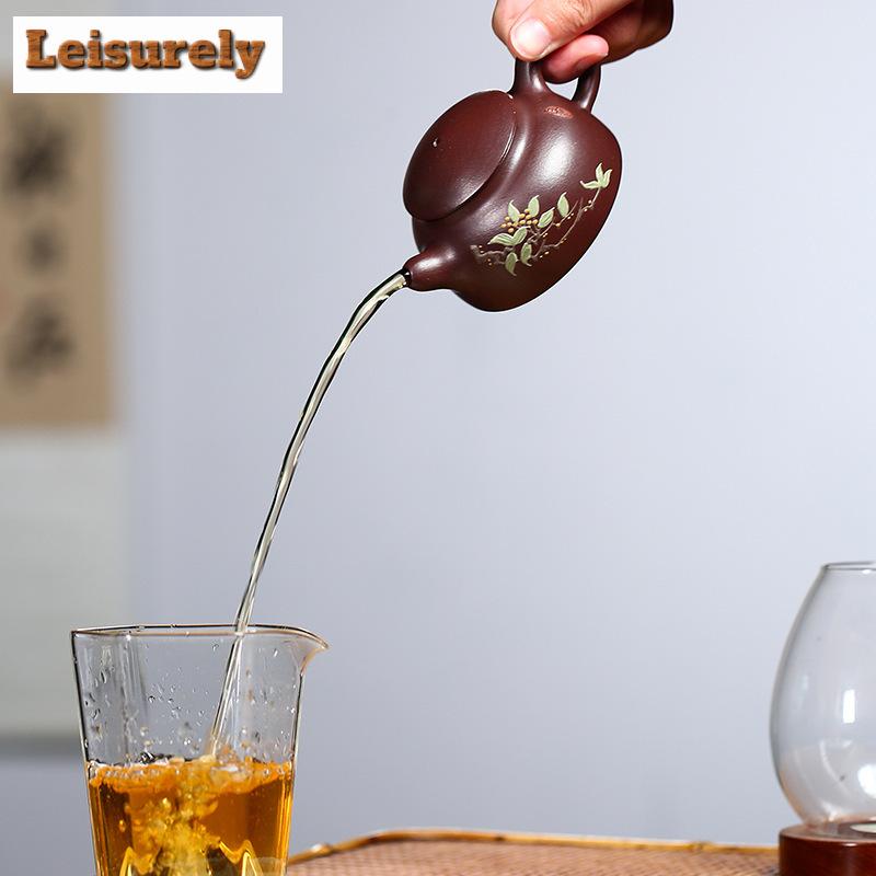 110 мл эстетичные чайники из фиолетовой глины Исин, ручной работы, цветочный горшок в виде птицы, необработанный камень, красная глина, чайник для замачивания чая, чайный сервиз Zisha, подарок