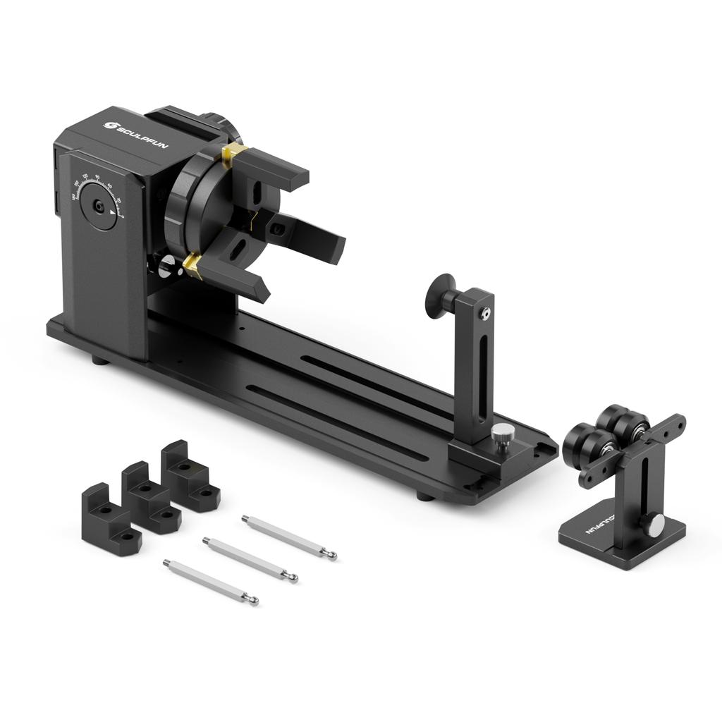 SCULPFUN RA Pro Rotary Chuck for Laser Engraver, Y-axis Multi-Function Rotary Module with 180 Degrees