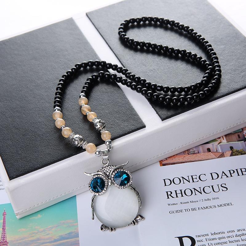 Ожерелье из бисера, длинная винтажная веревка в стиле бохо, ломтик цепи, каменные подвески, богемные этнические женщины