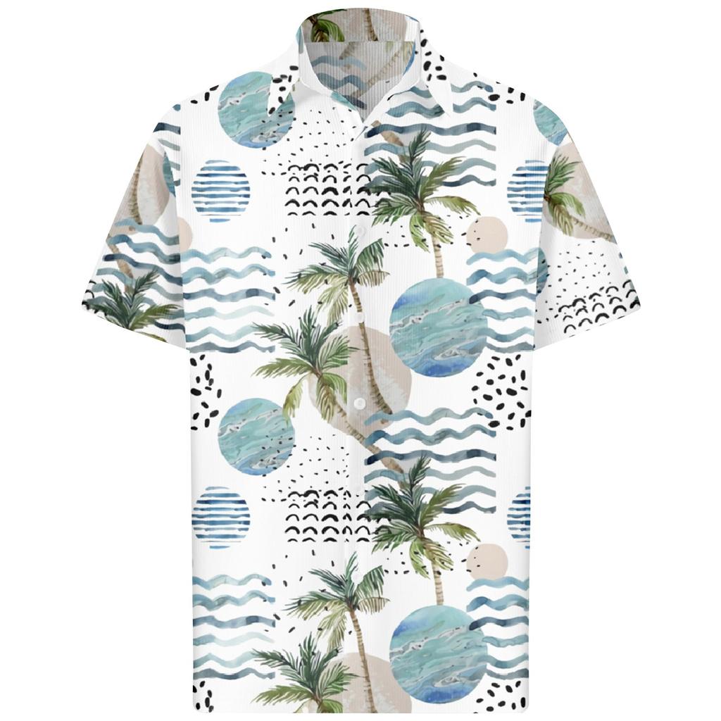 Men's Hawaiian Printed Button Short Sleeve Shirts Men's Casual Fashion Short Sleeve Shirts