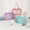 Wet and Dry Separation Toiletry Storage Pouch Transparent Makeup Handbag Clear Toiletry Case  Beach