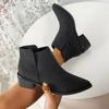 2024 Plus Size Shoes for Women Ankle Women's Boots Concise Modern Boots Women Pointed Toe Slip On Square Heel Ladies Shoes