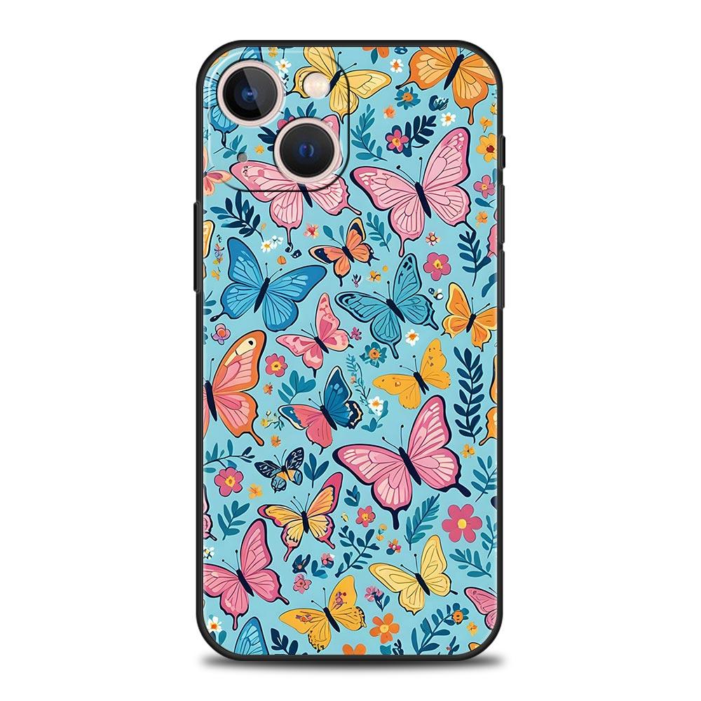 Чехол-бампер с дизайном бабочки для iPhone 17 16 15 14 13 12 Pro Max 11 Pro Max 17 AIR Plus Ударопрочный Мягкий ТПУ Корпус Fundas