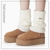 Cozy White Knit Leg Warmers – Autumn/Winter Style, Loose Fit, Thick Over-the-Knee Scrunch Calf Socks