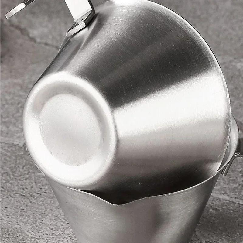 Чашка для экстракции эспрессо из нержавеющей стали с носиком-отводом, практичная чашка со шкалой в унциях, для дома, кухни, кафе, аксессуаров, инструментов