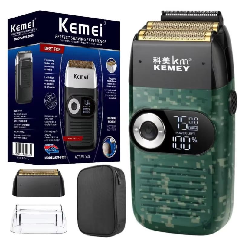 Kemei KM-2026 KM-2027 2 в 1 Перезаряжаемая Электрическая Бритва LCD Сеточная Бритва Для Мужчин USB Зарядка Триммер Для Бороды