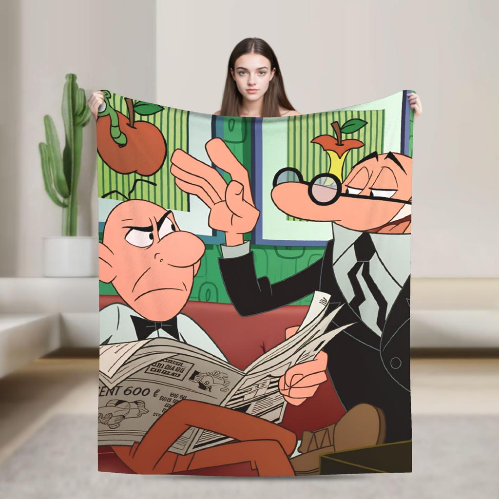 Mort & Phil Mortadelo y Filemón Blanket Warm Soft Novelty For Living Room Airplane Travel Flannel Bedspread Bed Cover
