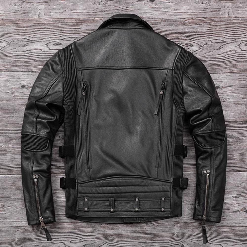 Китайский размер Тяжелая мотоциклетная куртка из натуральной коровьей кожи Верхний слой Повседневный винтажный ретро мото костюм кожаное пальто Зима