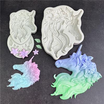 Дизайн головы единорога, силиконовая форма, форма для украшения торта, сахарная резинка, инструмент для пасты, 3D форма для шоколада