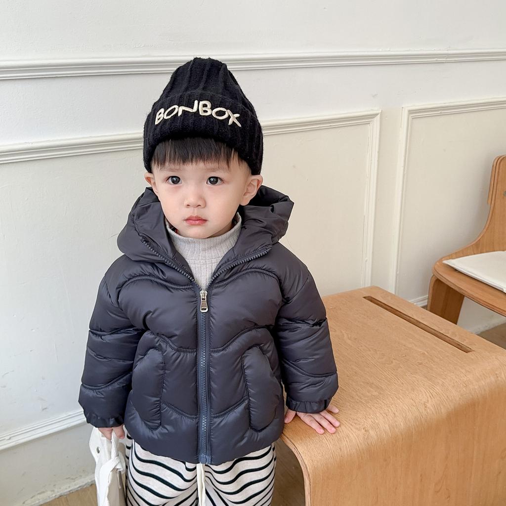 Baby Winter Clothes New Velvet Thickened Cotton-Padded Clothes Boys Cotton-Padded Clothes Hooded Cute Cotton-Padded Jacket Children'S Winter Coat