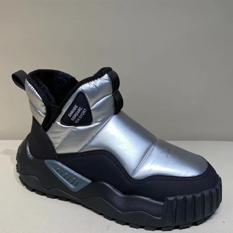 Мужские зимние теплые пушистые зимние ботинки, легкие нескользящие ботинки с подкладкой из искусственного меха, повседневные удобные короткие ботинки из искусственной кожи для ходьбы