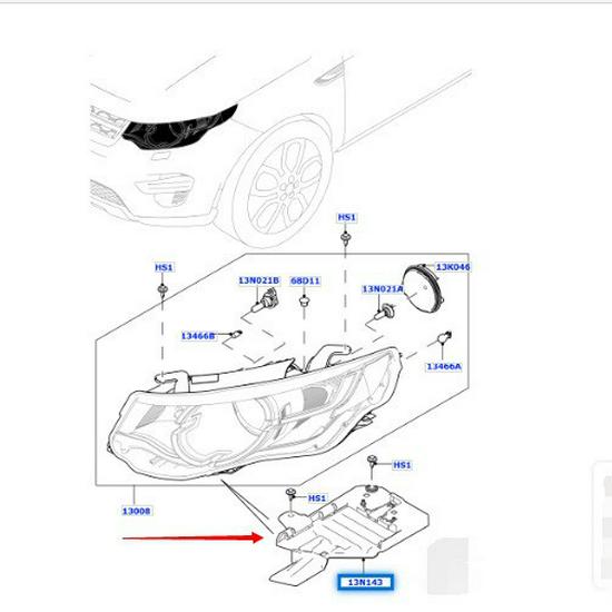 Кронштейн передней фары LR066965/LR066964 Совместим с Land Rover Discovery Sport 2015 года.
