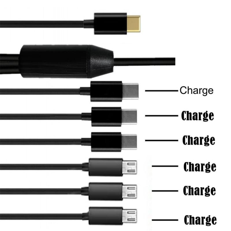 Кабель для зарядки Type-C на 3 Micro USB+3 Type C 1 к 6 Зарядный шнур Универсальный кабель USB C Только для зарядки