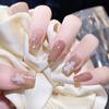 24 шт. Осенний новый продукт Smaging Gentle Camellia Wearing Nail Shining Gold Powder Pure Desire Ins Wind Short Ballet Nail Art