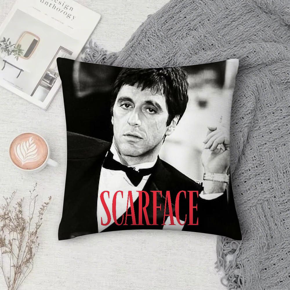 Movie SScarface Pillow Case Square DoubleSided Printing Sofa Cushion Cover Pillowcase Bedroom Bedside