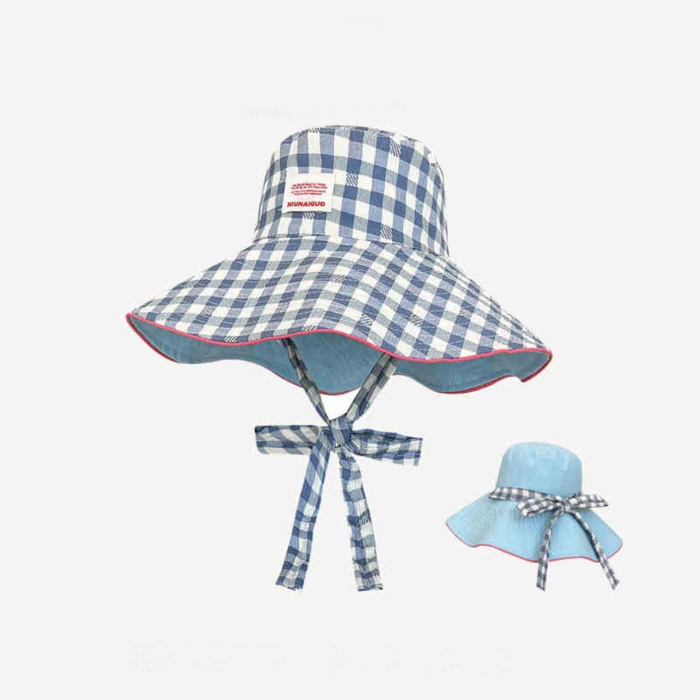 Summer Sunscreen Hat Two-sided Fisherman Caps Korean Plaid Bucket Cap Travel