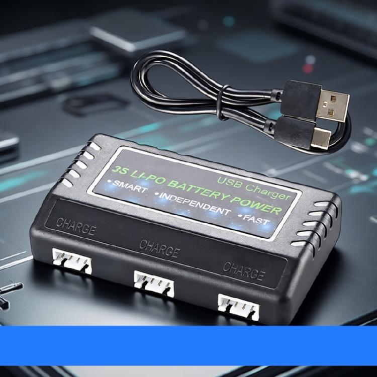Портативное USB-зарядное устройство для 3S батарей с 3 слотами и защитой для радиоуправляемых транспортных средств