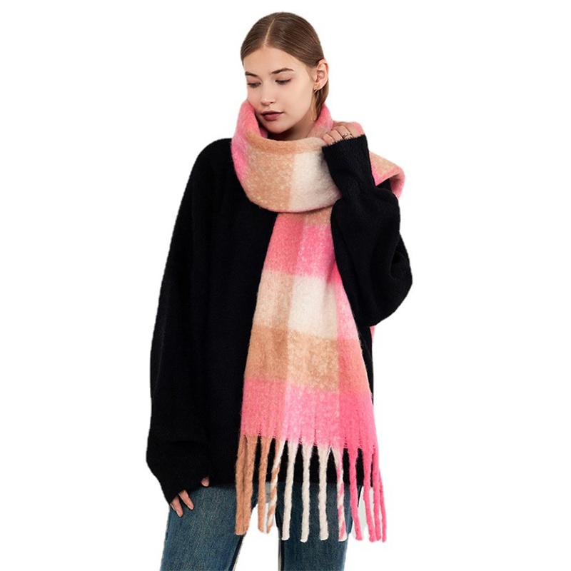 Luxury Winter Scarf Women Plaid Cashmere Shawl Soft Elegant Lady Poncho Chuncky Pashmina Bufanda Tassel Echarpe Winter Clothing