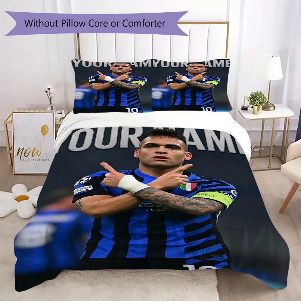 Custom Name Inter Milan Bedding,Quilt Set Quilt Cover Pillowcase Home Birthday Gift(1 * duvet cover + 2 * pillowcase, without core)_xia