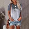 Summer Fashion Casual Comfortable Gradient Letter Printed Women's Short Sleeved Shirts