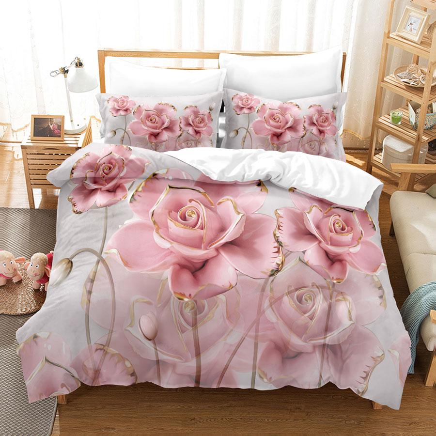 Flower Double Duvet Cover Bedding Set Quilt Case Linens King Queen Full Size 3D Print Pillowcase Single Twin Bed 220x240 200x200