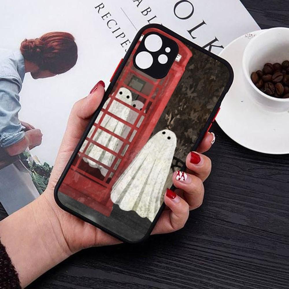 Чехол для телефона "Маленький призрак" для iPhone 14 11 12 13 Mini Pro Max 8 7 Plus X XR XS MAX Полупрозрачный матовый чехол