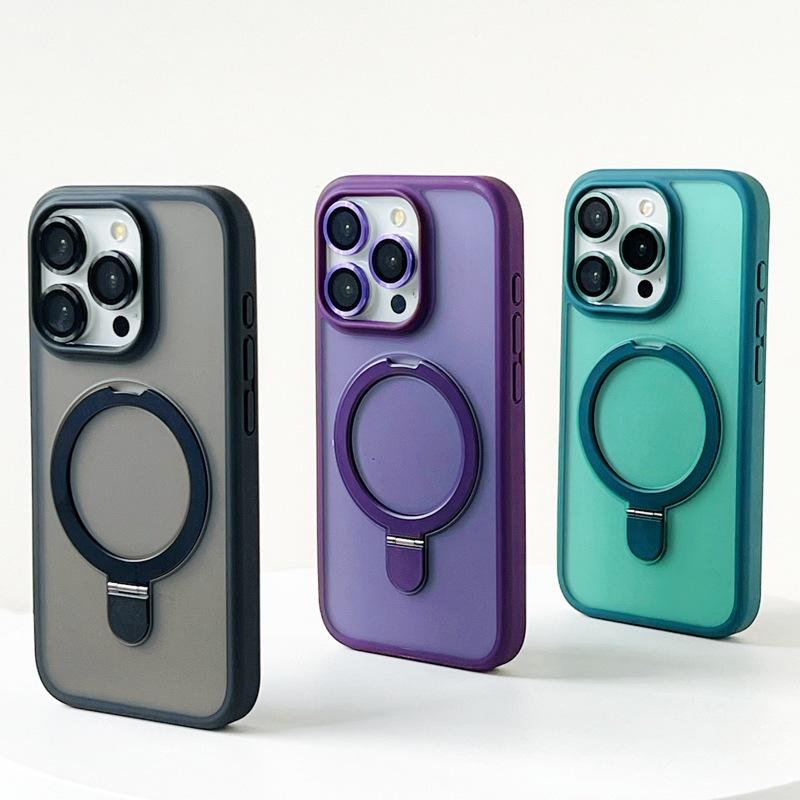 Применимо к iPhone17 матовый магнитный держатель чехол для мобильного телефона Apple 15Pro с защитной пленкой для объектива 18