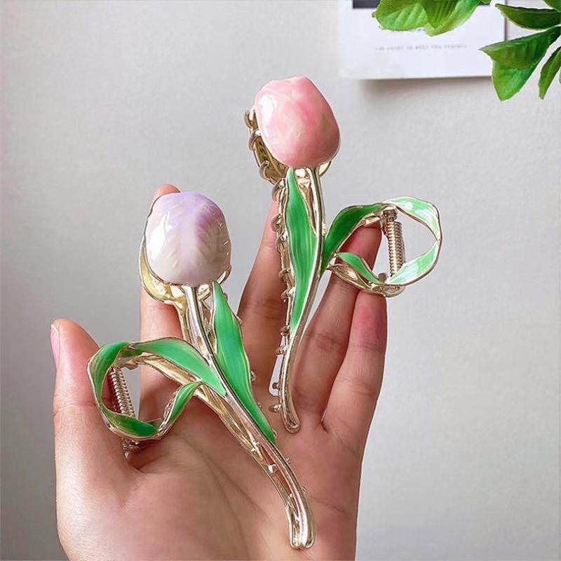 Новый зажим для волос Тюльпан Цветок изящество Зажим-акула Головной убор Винтажный зажим-краб для хвостика Модный милый ЗАЖИМ ДЛЯ ВОЛОС ДЛЯ ДЕВОЧКИ Ювелирное украшение для волос