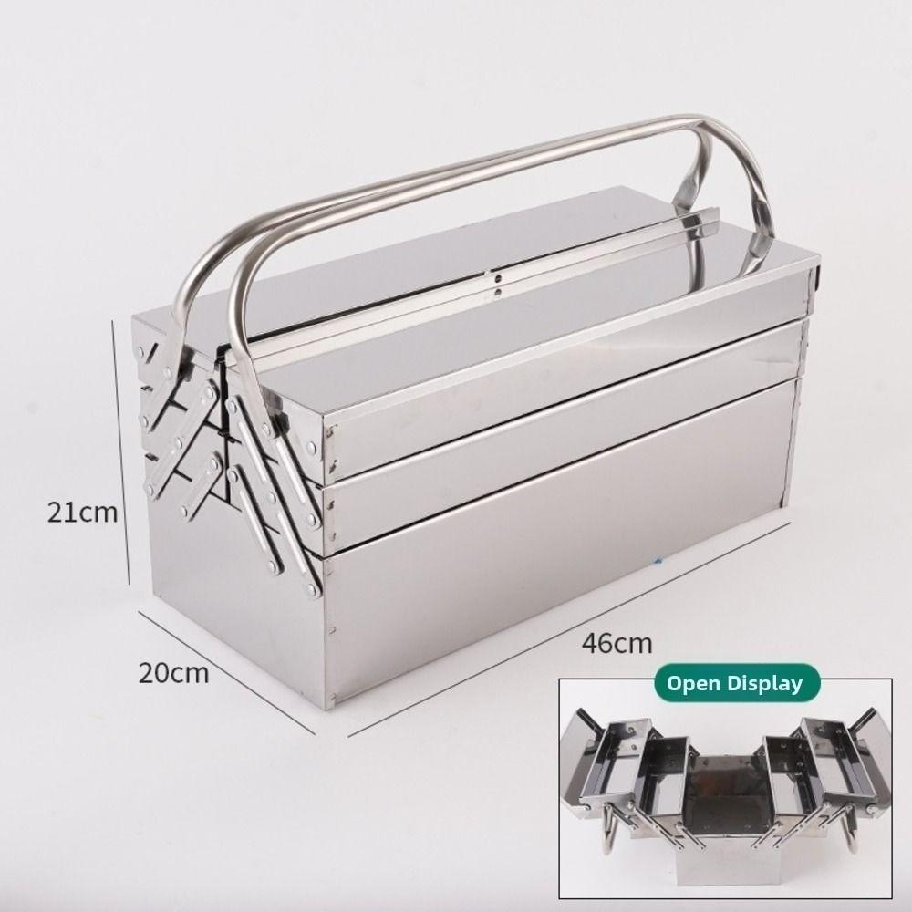3 Layer 5 Tray Metal Tool Storage Box Stainless Steel Folding Tool Organizer  Auto Maintenance