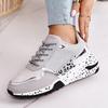 Женские кроссовки 2024 года с леопардовым принтом, на шнуровке, женские кроссовки из вулканизированной кожи, спортивные женские кроссовки на платформе, дышащие, женские туфли
