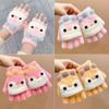 Children Five Finger Gloves Winter Boy Thickened Half Finger Mittens Girl Kid Knitted Mitten Winter New Cartoon Warm Flip Gloves