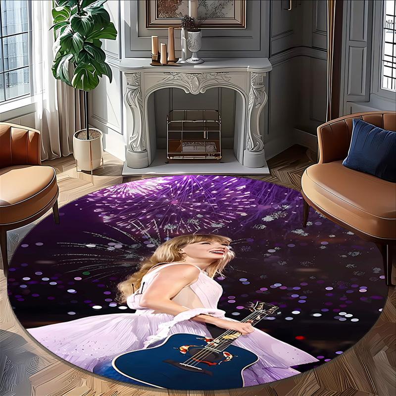 1pc Taylor Swift2 Design Printed Area Round Carpet for Bedroom Living Room Home Decor Rugs Mat Non Slip Mat Rug for Bedside