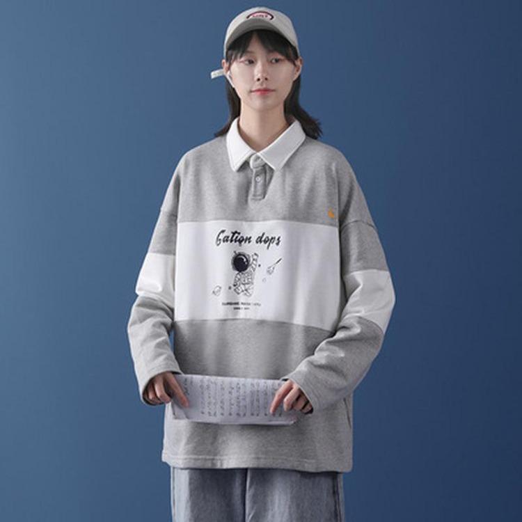 Женское худи оверсайз с принтом букв, свободная толстовка поло, повседневные худи-пуловеры