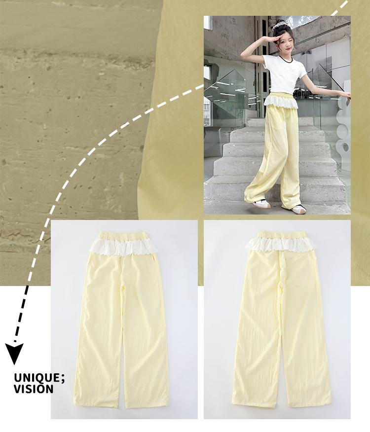 Girls' Lace Splicing Straight Leg Pants