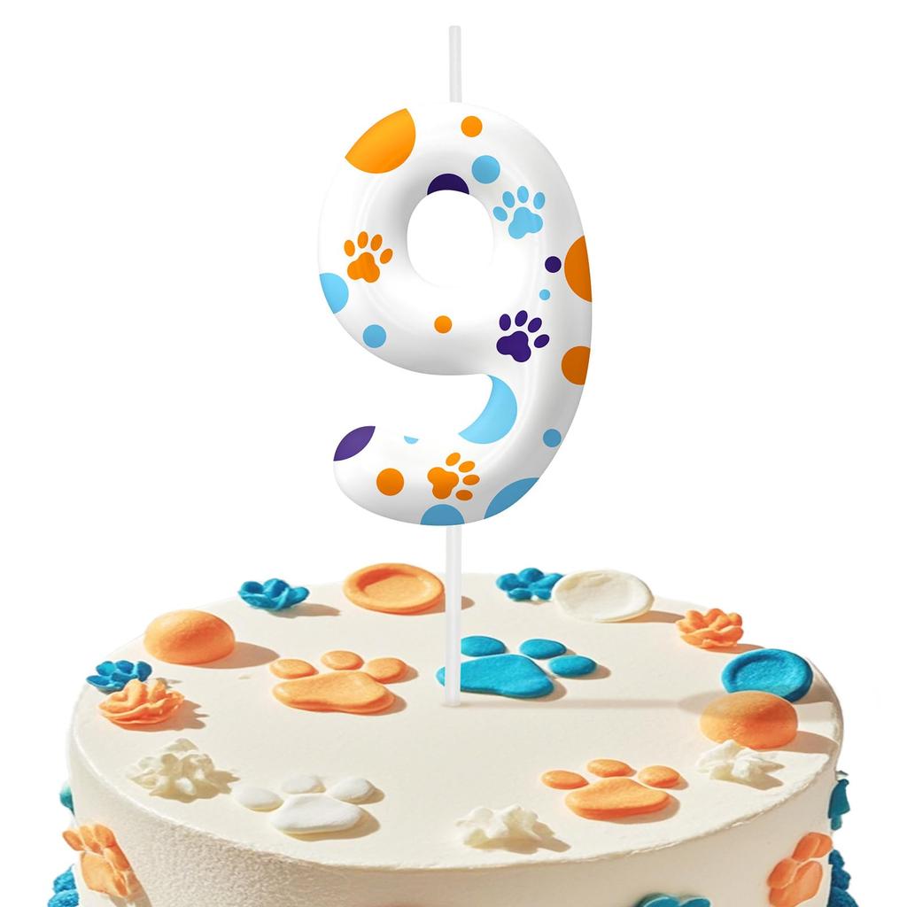 Синяя лапа собаки номер 0-9 свеча на день рождения для мальчиков девочек - украшения для торта, декор для тематической вечеринки для любителей собак, товары для детской вечеринки