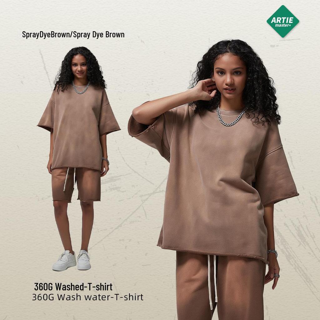 Мужская летняя футболка ARTIE белого цвета с эффектом потертости, окрашенная распылением | Коллекция 2024 г.