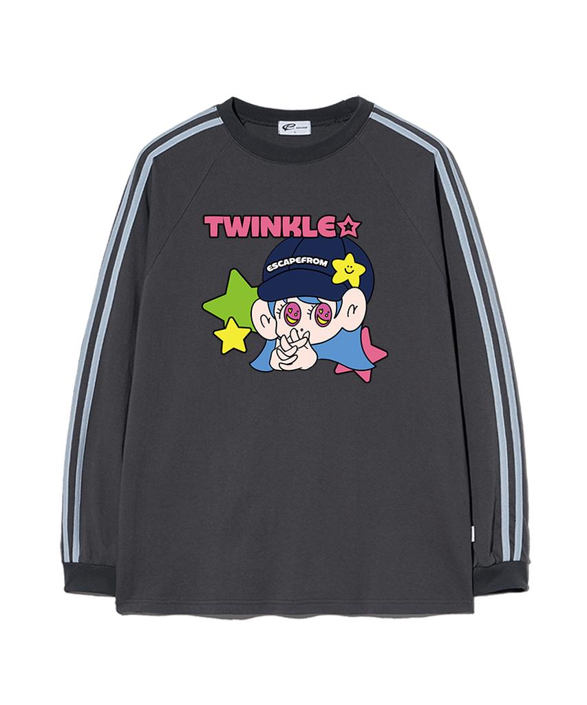 ESCAPEFROM Twinkle Star Print Track Long Sleeve Charcoal