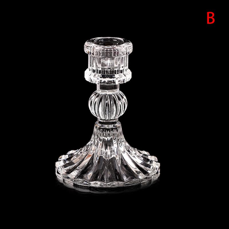 Vintage Glass Clear Candlestick Dinner Candle Holder Home Wedding Decorations