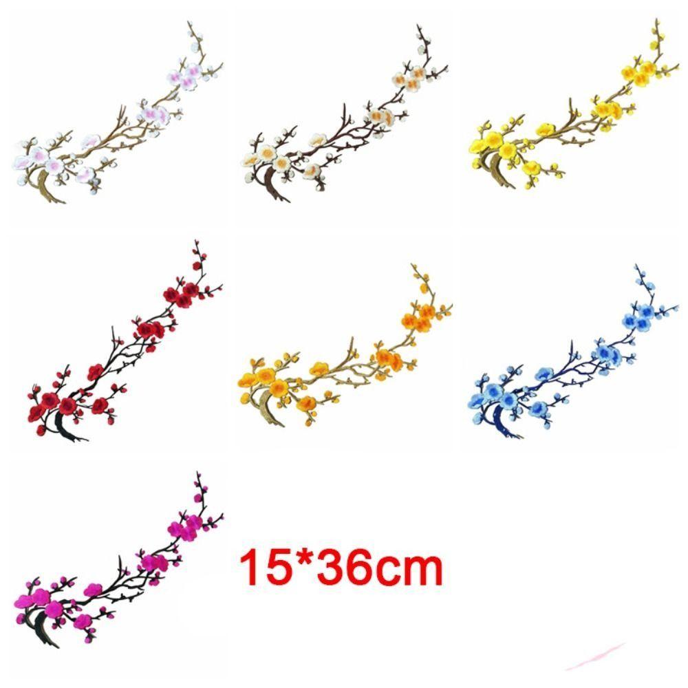 Flower Shaped Plum Blossom Applique Embroideried Self-adhesive Cloth Patches Iron on DIY Clothes Sticker Sewing