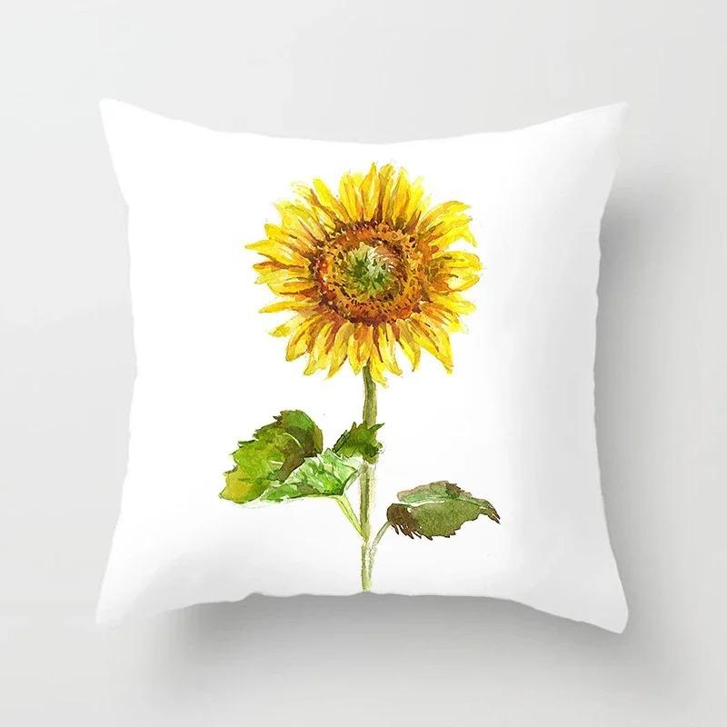 Office Living Room Home Pillowcase Sunflower Print Pattern Pillowcase Car Ornaments