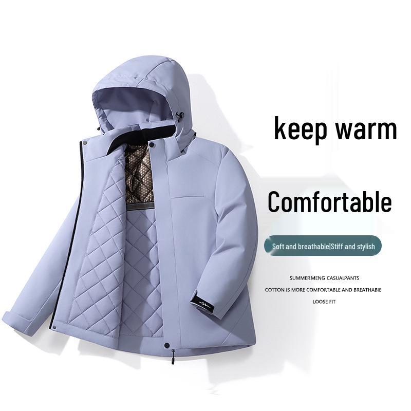 Зимняя горнолыжная куртка Di Yu Shen Long из графена - Утепленная, Теплая, Водонепроницаемая, Повседневная хлопковая верхняя одежда с капюшоном для пар