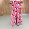 Cartoon Cat Fleece Christmas Pajama Pants for Women