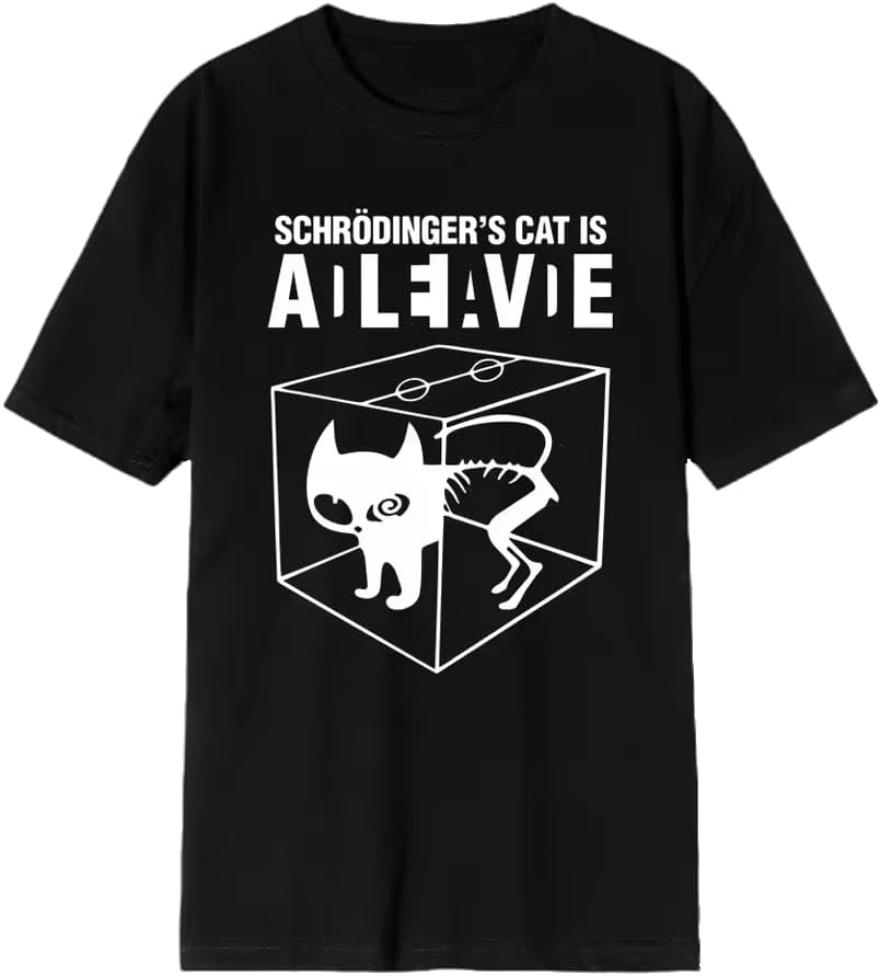 Schrodinger's Cat Men T Shirt Casual Women Tshirt Black