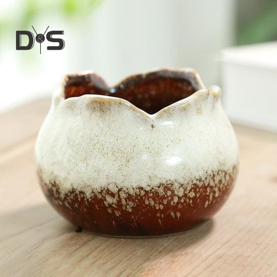 Экологичный цветочный горшок с гладкими краями, практичный керамический цветочный горшок для растений на открытом воздухе, контейнер