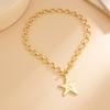 OT Buckle Chunky Chain Necklace Gold Color Clavicle Chain New Pentagram Pendant Necklace  Jewelry
