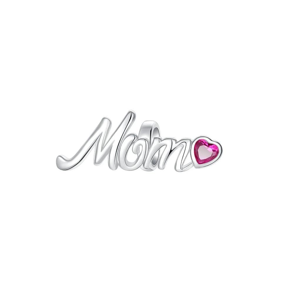 925 Silver Mom Flower Heart Beads DIY Necklace Bracelet Jewelry Gift for Mother's Day Family Charms Present