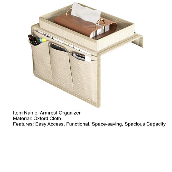 Поднос-подстаканник для дивана, Подставка-органайзер на подлокотник дивана с боковыми карманами для пультов, мобильного телефона, планшета, закусок